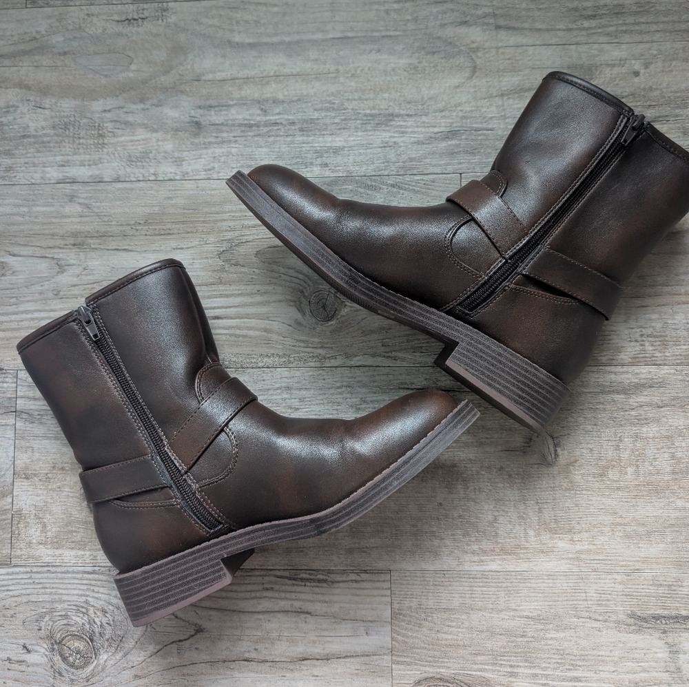 DV by Dolce Vita Brown Leather Harness Moto Boots - Picture 9 of 10